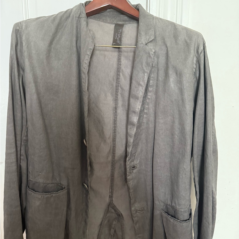 Masnada Gray Linen Blend Casual Blazer Jacket Size L